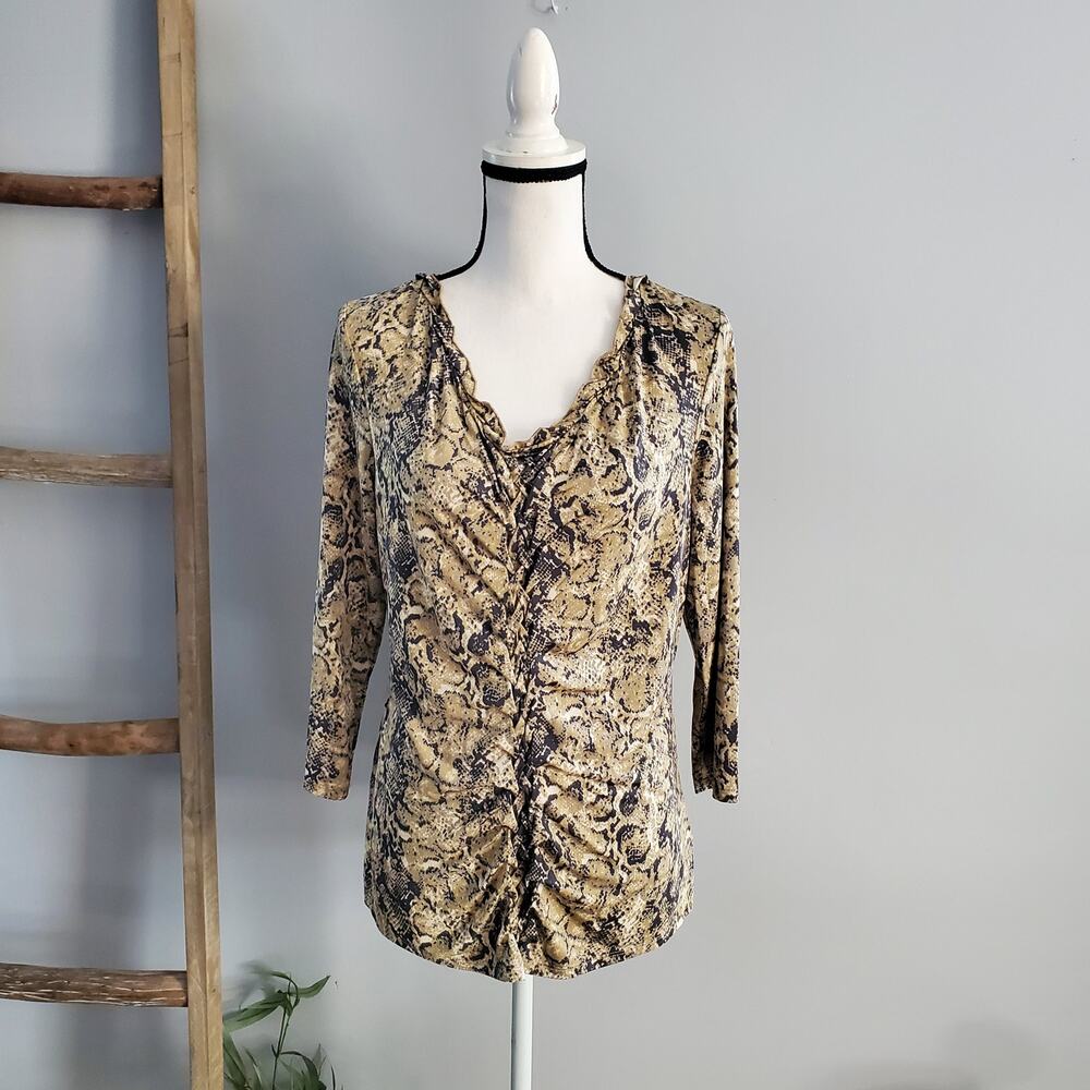 Dana Buchman Women's Snakeskin Print Ruched Top Size M